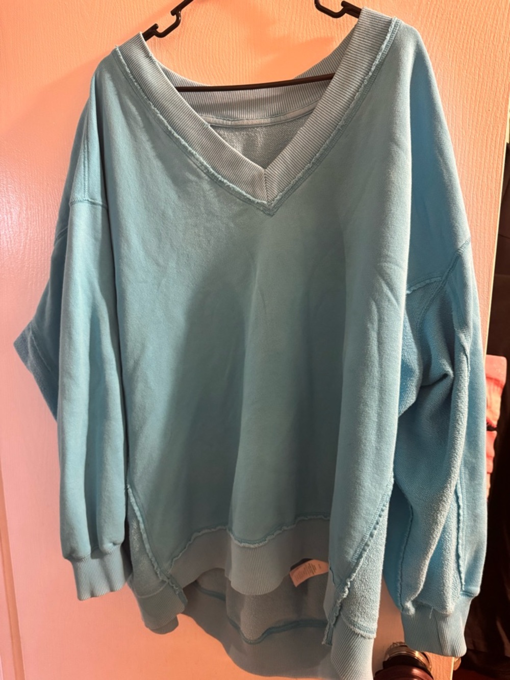 aerie Oversized V-Neck Sweater in Light Blue